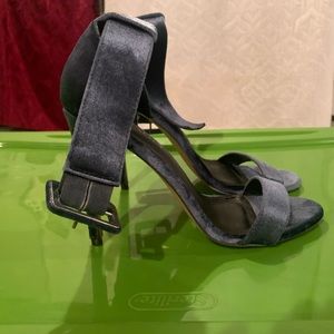 Velvet Blue Sandals with Buckle